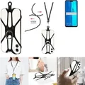 K-S-Trade 3in1 Handykette Handyband Handykordel Halsband Smartphone-Ring Handy-Ring kompatibel mit Huawei Y9 (2019) Fingerhalterung Handyring - Schwarz