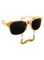 Sun Staches Kostüm Partybrille Classic Gold für Karneval Mottoparty, Lustige Brille mit Bart