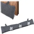 Relaxdays Zugluftstopper Polyester Grau mit Sternen 10 cm x 76 cm x 7 cm 1 kg