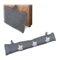 Relaxdays Zugluftstopper, Windstopper Tür & Fenster, weiche Türschlange, Sandfüllung, Kälteschutz, 76 cm, Stern, grau