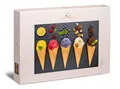 Ulmer Puzzleschmiede - Puzzle „Eiskalte Farben“ - Trendiges 1000 Teile Puzzle mit bunten EIS-Tüten – modern inszenierte Fotografie aus dem Bereich Essen und Küche als farbenfrohes Puzzle