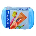 Curaprox Travel Kit – CS 5460 Zahnbürste mit „Be You“ Zahnpasta | 2 CPS Prime Interdentalbürsten 07 und 09 | Mundpflege-Set 9,5 x 6 cm | Blau | Made in Switzerland