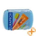 CURAPROX Reise Set Blaue Zahnbürste Zahnpasta Interdentalbürste Minze