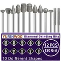 12 Piece Diamond Cutter Set Grit 120, Diamond Burr Grinding Pins Compatible