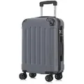 Koffer Trolley Reisekoffer Suitcase, Rollkoffer Handgepäck ,mit 4 Rollen360°, Hartschalenreisekoffer, Zahlenschloss, Weicher Gummigriff(XL,Grau) - Grau