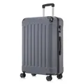 YONSLY Koffer Suitcase XL Grau, Trolley Reisekoffer, Rollkoffer Handgepäck mit 4 Rollen 360°, Hartschalenreisekoffer, Zahlenschloss, Weicher Gummigriff