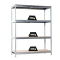 PROREGAL Weitspannregal Wood Yeti Four | HxBxT 200x120x45cm | Fachlast 400kg | Verzinkt Schwerlastregal Metallregal Kellerregal Werkstattregal Lagerregal