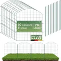 Teichzaun Komplettset | 10 Zaunelemente aus Metall mit Pfosten | Poolzaun für Kinder Steckzaun Gartenzaun flexibel Hundezaun 80 cm hoch Beetzaun Garden Fence