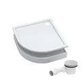 AQUABAD Duschwanne/Duschtasse | Komplettset Basic Smooth White 90x90cm R55 Viertelkreis | inkl. Styroporträger und Marken-Siphon 90mm mit Chromdeckel | Gesamthöhe inkl. Träger 16 cm zum Befliesen