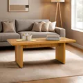 Couchtisch RIKA rechteckig mit Lamellenbeinen 120 x 45 x 60 Wildeiche Nachbildung - moderner Wohnzimmertisch im Japandi-Stil Tisch für Couch