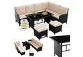 Juskys Gartenlounge-Set Manacor, (Gartenlounge), Polyrattan Gartenmöbel-Set mit Garten-Sofa, Garten-Tisch und 2 Hocker