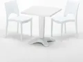 Weiß Quadratisch Tisch und 2 Stühle Farbiges Polypropylen-Innenmastenset Grand Soleil Paris Patio - Weiß