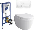 Alpenberger Spülrandloses Hänge WC Set | ViConnect Spülkasten | Mit/ohne Betätigungsplatte | WC mit Absenkautomatik (8200 UNI, mit Betätigungsplatte)