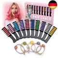 Haarkreide für Mädchen Set I 10 auswaschbare Farben & 5 Haargummis I Geschenk Mä