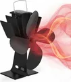 Relaxdays Ofenventilator ohne Strom, geräuscharm, für Kamin & Ofen, hitzebetrieben, 4 Blätter, Kaminventilator, schwarz