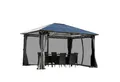 BRAST Pavillon Summerdream Aluminium 3x4m Garten Moskitonetz TÜV geprüft, mit 4 Seitenteilen, wasserdicht, UV-Schutz, festes Dach
