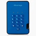 iStorage diskAshur2 HDD 2TB Blau - Sichere tragbare Festplatte - Passwortgeschützt - Staub- und wasserdicht - Hardware-Verschlüsselung