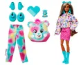 Barbie Cutie Reveal Puppe Plüschkostüm Glücksbärchen grün pink gelb *besch. VP