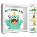 GLÜCKSWOLKE - Spardose Kinder, Monster Motiv, Geldgeschenke Verpackung für Geburtstag, Sparschwein groß, 3D Bilderrahmen, Sparkasse, Sparbüchse, Geld Geschenk für Junge & Mädchen