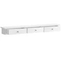 SONGMICS Wandregal, Schweberegal mit 3 Schubladen, bis 15 kg belastbar, 15 x 80 x 10 cm, für Flur, Wohnzimmer, Büro, einfache Montage, platzsparend, modern, weiß LWS085W01