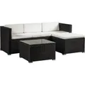 Juskys Polyrattan Lounge Sitzgarnitur Punta Cana M Schwarz mit Bezügen in Creme