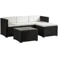 Juskys Loungegarnitur, Schwarz, Creme, Kunststoff, 3, Loungemöbel, Gartenlounge-Sets
