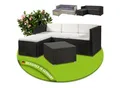 Juskys Polyrattan Lounge Punta Cana M schwarz für 3-4 Personen – Sofa, Tisch & Hocker
