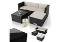 Juskys Gartenlounge-Set Punta Cana, (Set, Sitzgruppe), Polyrattan Sitzgarnitur mit 1 Tisch, 1 Sofa und 1 Hocker