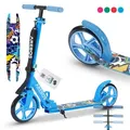 AREBOS Grafitti Cityroller höhenverstellbar | XXL Räder, Tritt-Bremse, Blau - Blau