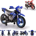 Moni Kinder Elektromotorrad Super Moto FB-6186 Luftreifen Musik Licht Stützräder blau