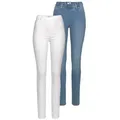 Flashlights Jeansjeggings (Packung, 2er-Pack) enge Passform, Röhrenjeans, Used-Look-Waschung, hohe Leibhöhe weiß 42