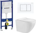 Geberit Wc-Set - Vorwandelement - Unterputzspülkasten -  Zoldo - Weiß -  - Spülrandlos - Hygienisch Und Leicht Zu Reinigen - weißer Knopf