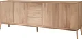 Home affaire Sideboard Koda, Anrichte mit 2 Schränken & 3 Schubladen, Push-to-Open-Funktion, Massives Eichenholz, verstellbare Einlegeböden, Minimalistischer Stil