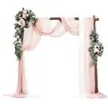 VEVOR Blumenset für Hochzeit Bogen, rosa Blumenset für Traubogen mit Vorhängen (5er-Set) _ 2 Blumenarrangements, 3 transparente Vorhänge, für Zer