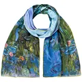 VON LILIENFELD Schal Damen 100% Seide Claude Monet Seerosen Kunst Motiv Halstuch Seidenschal Seidentuch 172 x 42 cm
