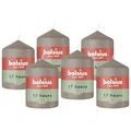 Bolsius - Essentials - Stumpenkerze - taupe - 8cm - 6 Stück - Länge brenndauer 17 stunden - Unparfümierte - Natürliches Pflanzenwachs - Ohne Palmöl