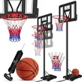 KESSER® Basketballkorb Premium mit Ständer Rollen Inkl. Basketball + Pumpe verstellbare Korbhöhe 230 bis 305 cm höhenverstellbar Korbanlage Out... - Schwarz
