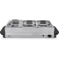 Tristar Edelstahl Buffetwärmer - einstellbares Thermostat, Gesamtkapazität von 4,2 Litern, als Heizplatte verwendbar, 200 Watt, BP-6283, Silber - Schwarz/Silber