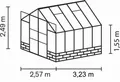 Cassandra 8300 ESG3mm Sockelmaß 2,56 x 3,24 m x 0,50 m Gewächshaus Treibhaus