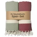 Flora Furora Saunahandtuch Saunatuch 2er Set, Hamamtuch groß 100x200 XXL: lang, platzsparend, leicht | Sauna Handtuch Damen + Herren, Wellness Spa Tuch, Saunakilt Zubehör | Fouta Hamam Badetuch
