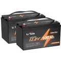 2x LiTime 12V 100Ah TM LiFePO4 Bootsbatterie 1280Wh Solarstromspeicher für Trolling Motor - Schwarz