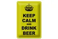 Femer GmbH Metallschild Spruch 20x30cm keep calm and drink beer, (1 St), gewölbte Oberfläche, abgerundete Ecken, umgeschlagene Kanten