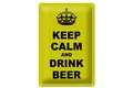 Blechschild Spruch 20x30 cm keep calm and drink beer Metall Deko Schild