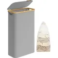 SONGMICS Wäschekorb mit Deckel, 65 L, herausnehmbarer Wäschesack,Griffe aus Bambus - Grau