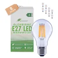 greenandco 8x Glühfaden LED Lampe | klar | E27 A60 | 7,2W 1521lm | ersetzt 100W | 3000K warmweiß | 320° | 230V | flimmerfrei | Energieeffizienzklasse A | nicht dimmbar