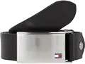 Tommy Hilfiger Herren Gürtel Plaque Belt 3,5 cm Ledergürtel, Schwarz (Black), 85 cm