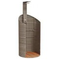 vidaXL Gartendusche, Outdoor Dusche mit Lattenboden Stahlrahmen, Terrassendusche für Pool Schwimmbad, Gartenmöbel Terrassenmöbel, Grau Poly Rattan Akazienholz