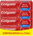 Colgate Zahnpasta Max White Optic Whitening entfernt Verfärbungen 4x 75 ml