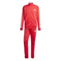 adidas Herren SPORTSWEAR BASIC 3 STRIPES TRICOT TRACKSUIT, pure ruby/white, S