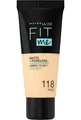Maybelline New York Fit Me! MATTE&PORELESS Make-up Nr. 118 Light Beige, Flüssiges Make-up, Passt Sich Dem Hautton An, Feuchtigkeitsspendend, Mattierend, Leichte Bis Mittlere Deckkraft, 30 Ml